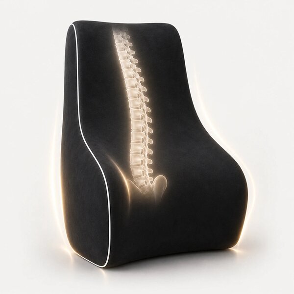 Perna lombara memory foam ORTO SPINAL, husa catifea, Negru