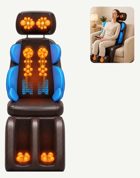 Saltea masaj corp intreg Shiatsu, cu vibratii, incalzire si dispozitiv