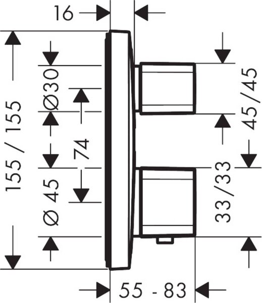 Hansgrohe Ecostat baterie cadă-duș ascuns cu termostat crom 15708000