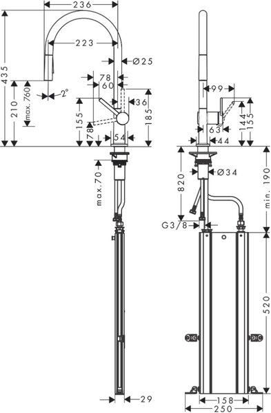 Hansgrohe Talis M54 baterie bucătărie pe picior crom 72801000