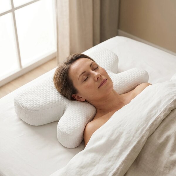 Perna cervicala ortopedica CERVI-SAN Antirid memory foam maruntit anti