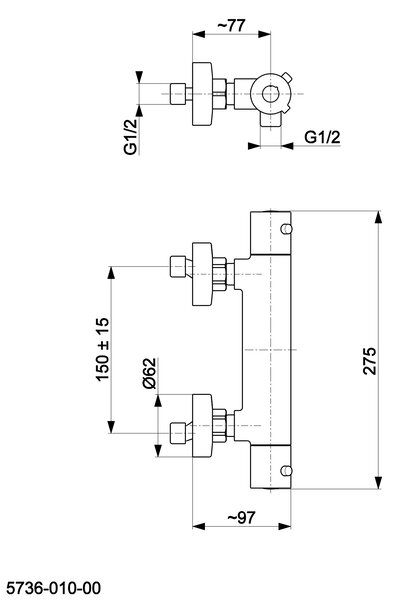 KFA Armatura Moza baterie de duș perete cu termostat crom 5736-010-00
