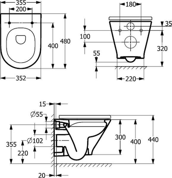 Roca Gap Round vas wc agăţat fără margine alb A3460NB000