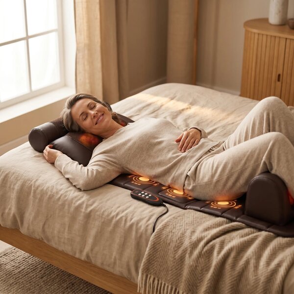 Saltea masaj corp intreg cu role Shiatsu si incalzire, cervical/spate/