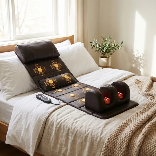 Saltea masaj corp intreg cu role Shiatsu si incalzire, cervical/spate/