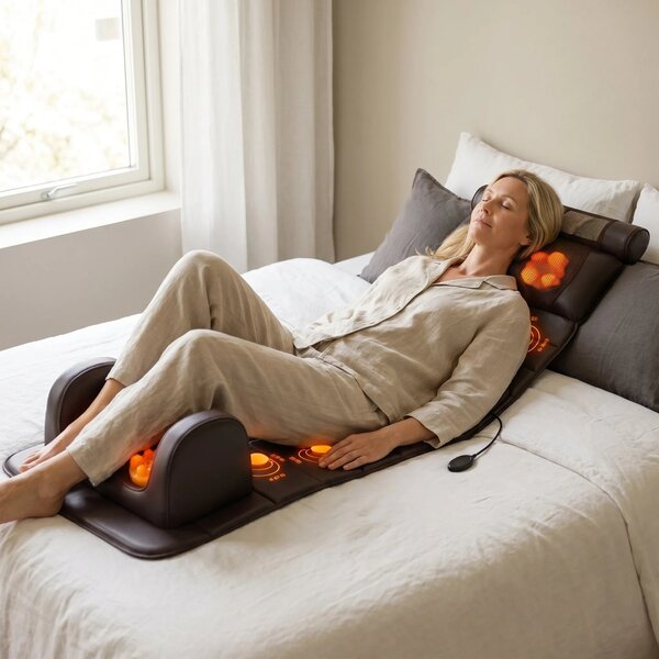 Saltea masaj corp intreg cu role Shiatsu si incalzire, cervical/spate/