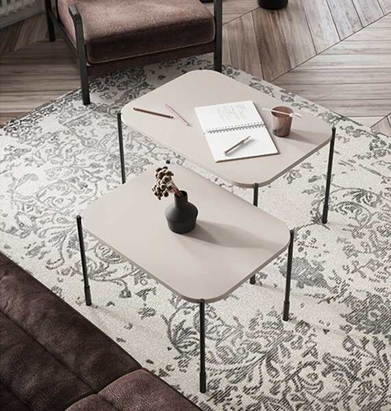 Măsuță de cafea dreptunghiulară Sonatia 60 cm cu picioare metalice - casmir