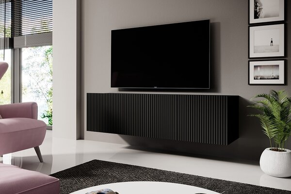 Comodă TV Nicole suspendată 150 cm - negru / negru mat