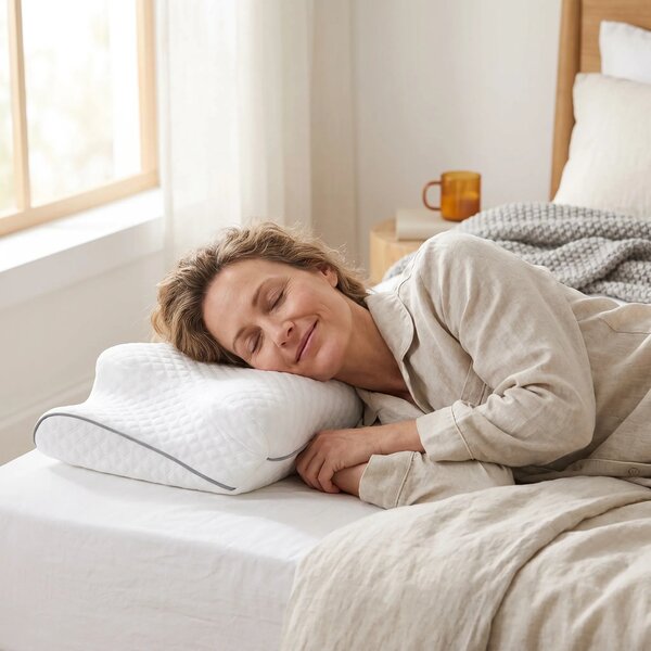 Perna cervicala ortopedica CERVI-SAN Ortho reglabila memory foam, husa