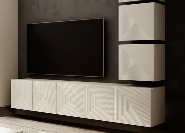 Comodă TV suspendată Asha 200 cm cu front striat - casmir