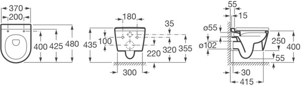 Roca Inspira vas wc agăţat fără margine alb A346528000