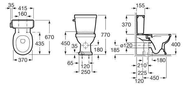 Roca Carmen vas wc compact alb A3420A7000
