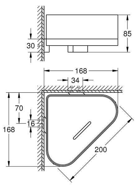 Grohe Selection raft de colț 20 cm alb-crom 41038000
