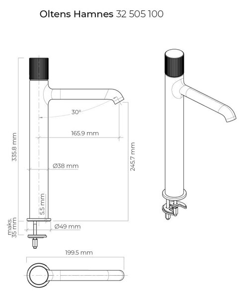 Oltens Hamnes baterie lavoar stativ crom 32505100