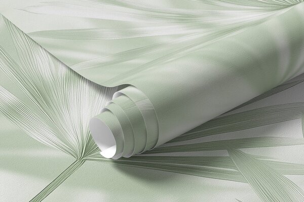Tapet Frunze de palmier, model floral, minimalism, tropical, culori verzi, Fototapet pădure, Fototapet Tropics, w03152v2 : Uwalls.ro