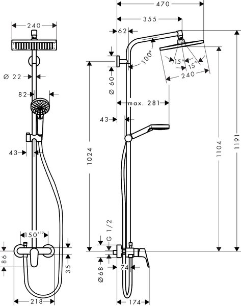 Hansgrohe Crometta set de duș perete crom 27284000