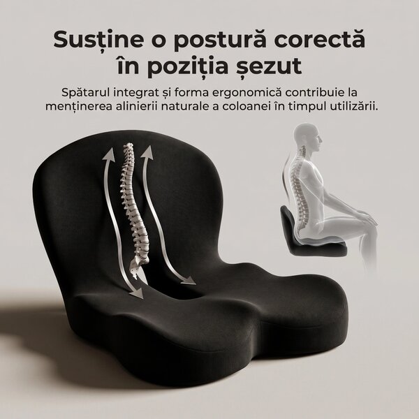 Perna ortopedica 2-in-1 sezut + suport lombar, forma L, memory foam, G
