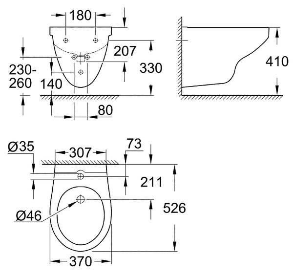 Grohe Bau Ceramic bideu agăţat alb 39433000