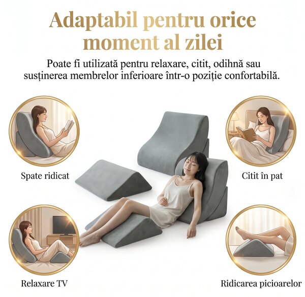 Perna ortopedica set 3 piese memory foam recuperare gravitate zero, Gr
