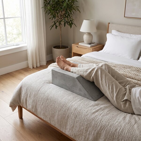Perna ortopedica ridicare picioare memory foam 45° cu husa catifea, Gr