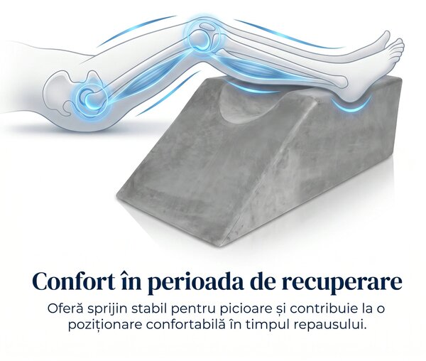 Perna ortopedica ridicare picioare memory foam 45° cu husa catifea, Gr