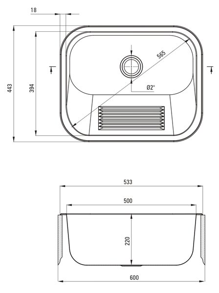 Deante cuvă de utilitate 53.3x43.3 cm otel ZYK_0100