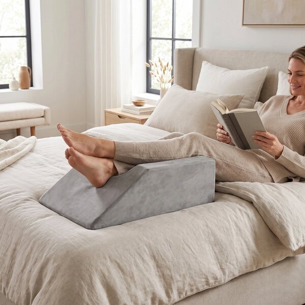Perna ortopedica ridicare picioare memory foam 45° cu husa catifea, Gr