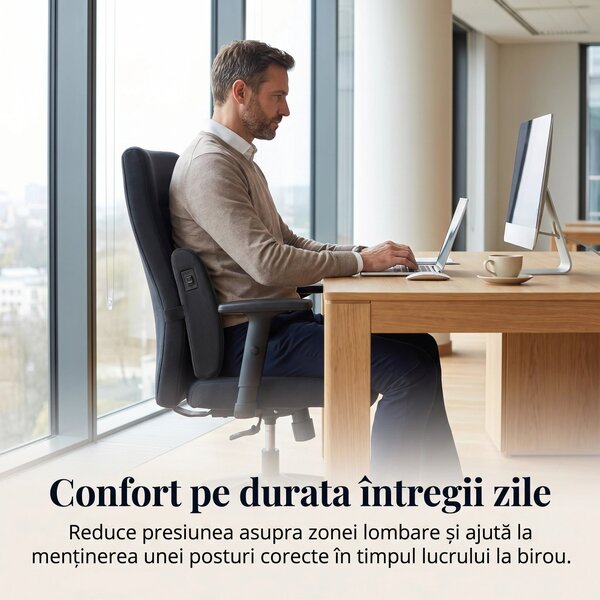 Perna lombara cu masaj vibrant ORTO LOMBAR Masaj, Negru