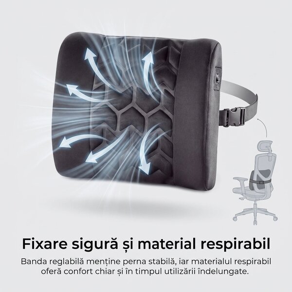 Perna lombara cu masaj vibrant ORTO LOMBAR Masaj, Negru