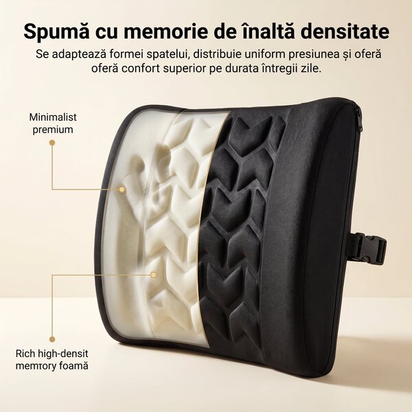 Perna lombara cu masaj vibrant ORTO LOMBAR Masaj, Negru