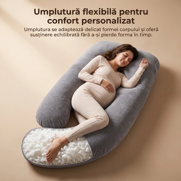 Perna corp multifunctionala sarcina spuma maruntita, Gri