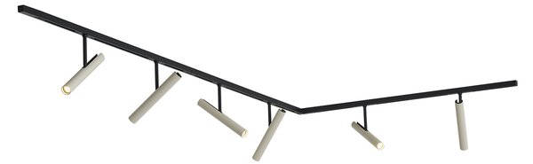 Sistem de iluminat pe șină modern negru cu 6 spoturi bej monofazate - Slimline Avery