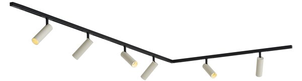 Sistem de iluminat pe șină modern cu 6 spoturi bej monofazat - Slimline Uzzy