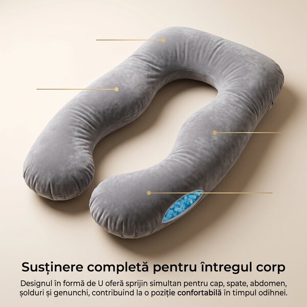 Perna corp multifunctionala sarcina spuma maruntita, Gri