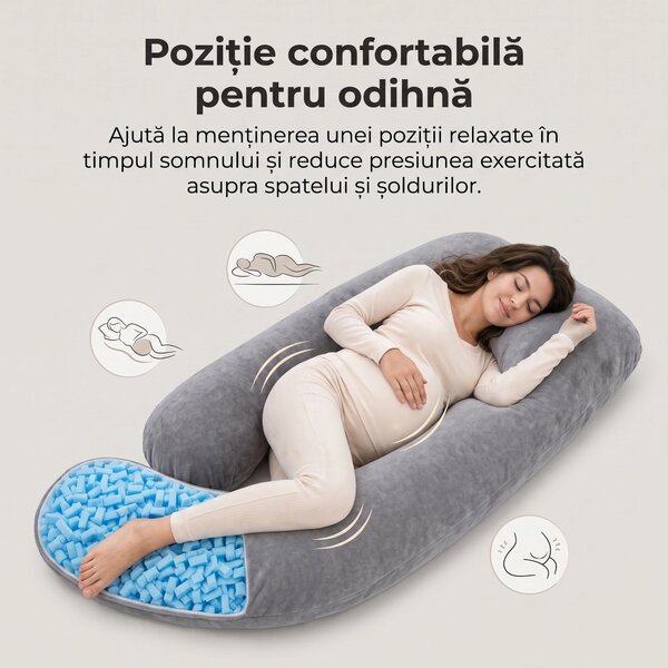 Perna corp multifunctionala sarcina spuma maruntita, Gri