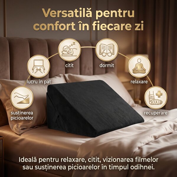 Perna multifunctionala 7-in-1 memory foam pliabila, cap/spate/picioare