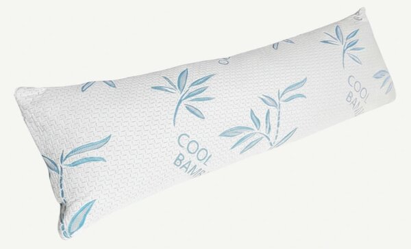 Perna corp memory foam cu husa bambus efect racire, 40×110 cm, Alb/Ver