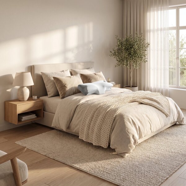 Fata de perna ergonomica Tencel, 60×40×12 cm, Alb