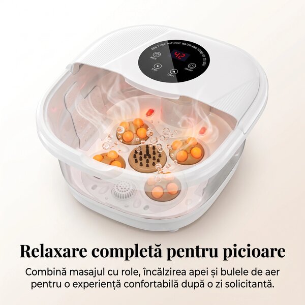 Aparat spa picioare Shiatsu pliabil cu incalzire apa, bule aer si role