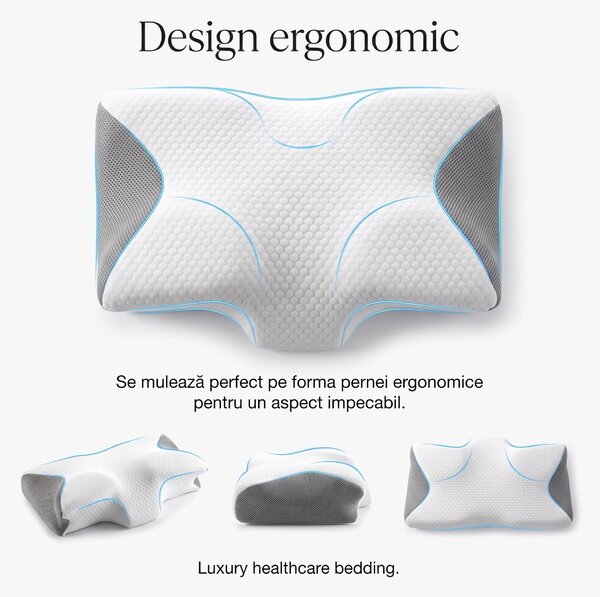 Fata de perna ergonomica Tencel, 60×40×12 cm, Alb
