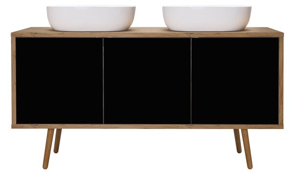 Oltens Hedvig dulap 140x45x49.7 cm sub chiuveta pe perete negru-stejar 60205360