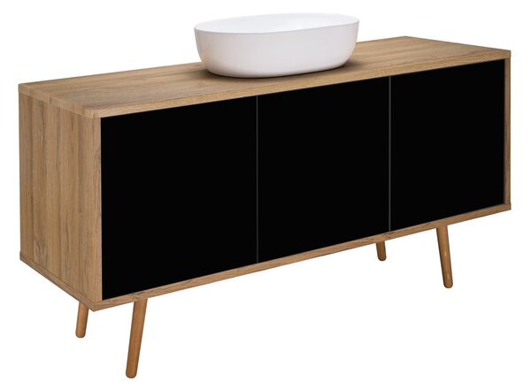 Oltens Hedvig dulap 140x45x49.7 cm sub chiuveta pe perete negru-stejar 60205360