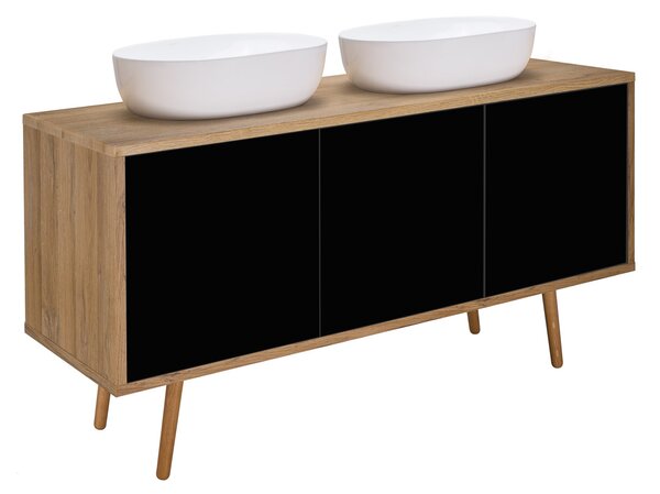 Oltens Hedvig dulap 140x45x49.7 cm sub chiuveta pe perete negru-stejar 60205360