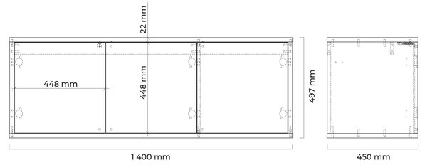 Oltens Hedvig dulap 140x45x49.7 cm sub chiuveta pe perete negru-stejar 60205360