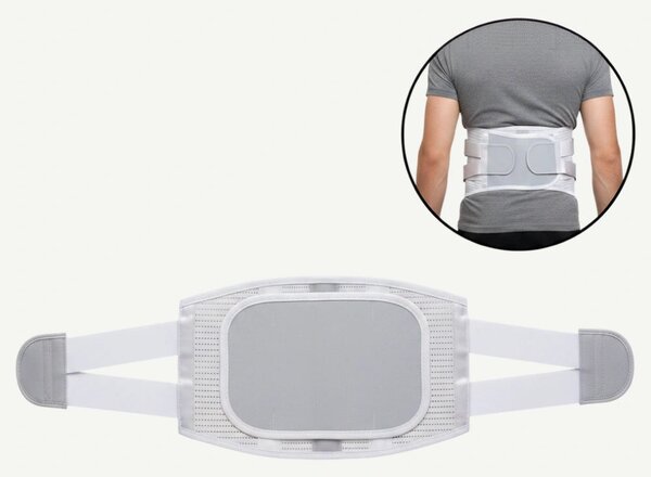 Corset lombar cu suport, 3 paduri detasabile (mesh/plus/magnetic), Gri