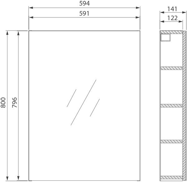 Cersanit City dulap 59.4x14.1x80 cm cu oglinda alb S584-024-DSM