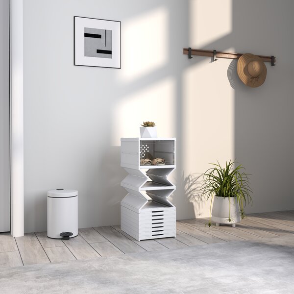 HOMCOM Pantofar Pliabil Slim, Modular, cu 10 Cutii pentru Pantofi, Economisire Spațiu, Fără Montaj, Alb | Aosom Romania