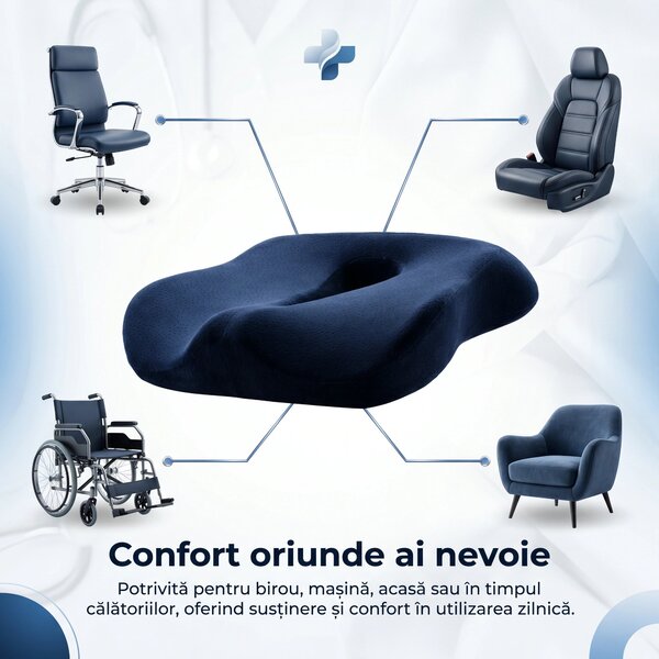 Perna ortopedica sezut memory foam decupaj prostata/hemoroizi/coccis