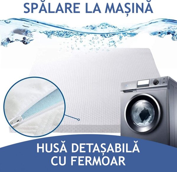Topper pentru saltea, spuma cu memorie 40D infuzata cu gel, husa moale