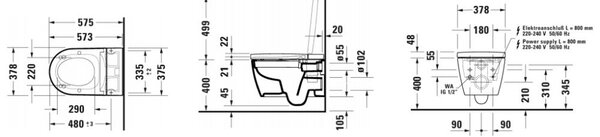 Duravit SensoWash toaletă cu spălare agăţat fără margine alb 650001012004310